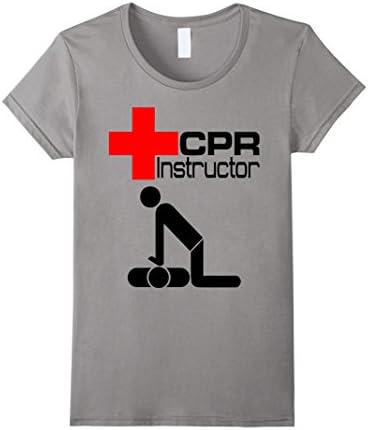 Womens CPR First Aid AED Instructor Teacher Trainer T-Shirt Large Slate