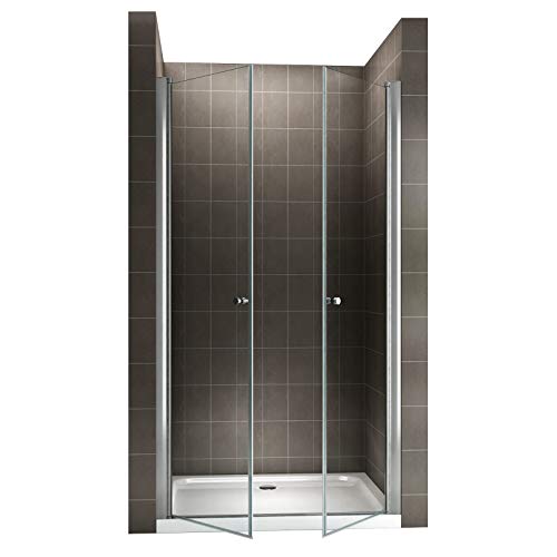 GINA Porte de douche H 185 cm largeur réglable de 112 à 116 cm verre transparent