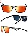 Rocknight Polarized UV Protection Men's Sunglasses Wayfarer Full Frame Red Lens Sunglasses Mirror Outdoor Fashion Style