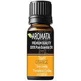Organic 100%-Pure Orange Essential Oil by AROMATA -- Enjoy the warm, mood-lifting, antioxidant benefits of this premium-quality, undiluted, therapeutic-grade orange oil and buy with confidence thanks to our 100% money-back guarantee. (5ml)