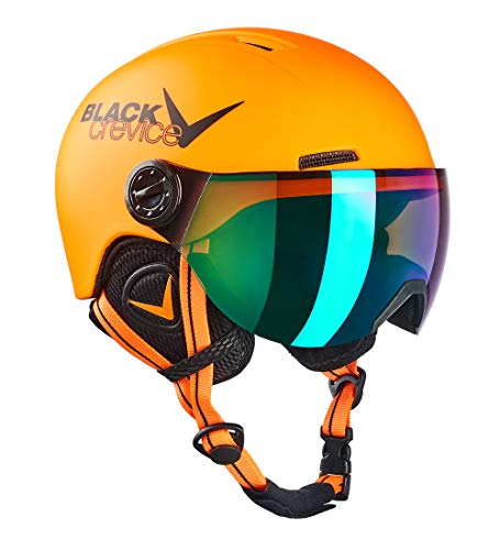 Black Crevice Leogang Childrens Visor Helmet, Neon Orange, 48-52 cm