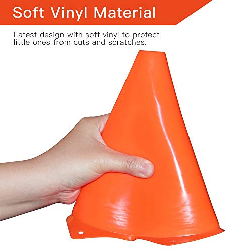 Excefore 7 Inch Plastic Traffic Cones 12Pcs Sport Training Agility Marker Cone for Soccer, Skating, Football, Basketball, Indoor and Outdoor Games
