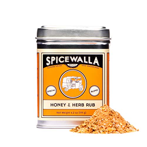 Spicewalla Honey and Herb Salmon Rub 1.5 oz | Garlic, Salt, Brown Sugar, Basil, Black Pepper | Non-GMO, GLuten Free, No MSG