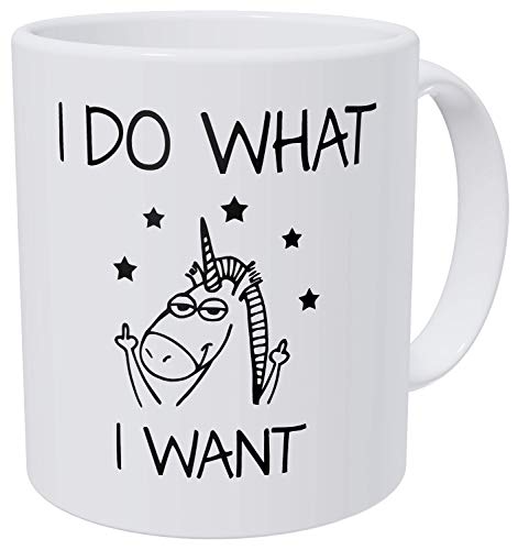 Wampumtuk Unicorn I Do What I Want. Funny Coffee Mug 11 Ounces Inspirational And Motivational