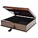Large Antico Wood Memory Box Organizer in Mahogany Wood Finish With Lock &Key