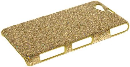 CASEPRADISE Glitter Shiny Rubberized Hard Coating Back Cover Case For Sony Xperia Z1 Compact (Mini) Gold