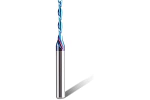 HQMaster Spiral Router Bits Down Cut 1/4 inch Shank Solid Carbide Nano Blue Coated Spiral Downcut CNC Bits End Mill for Wood Cut Carving Engraver (1/8" Cutting Diameter)