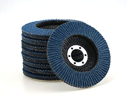 Pack of 10 Stainless Steel Serrated Washers – Ø 125 mm – Grit 80 – Blue/Fan Lock Washer/Abrasive Mop Discs/Flap