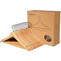 Topline Classic Wood Suit Hangers - 20 Pack (Natural Finish)