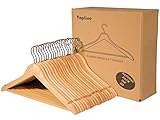 Topline Classic Wood Suit Hangers - 20 Pack (Natural Finish)
