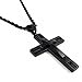 Stainless Steel Black Cross Pendant Chain Necklace for Men 24 Inches Black Rope Chain