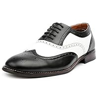 Ferro Aldo Arthur MFA139001D Mens Wingtip Two Tone Oxford Black and White Spectator Dress Shoes - Black, Size 10.5