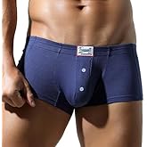 Wayonge Men's Soft Boxers with Button - Breathable and Comfortable Pure Color Underwear for Daily Wear