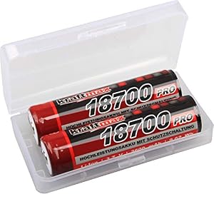 kraftmax 2er Pack 18700 Pro Akku mit PCB Schutzschaltung – speziell für LED Taschenlampen (3,7V / 9,62 Wh)