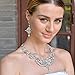 EVER FAITH Bridal Silver-Tone Art Deco Flower Leaf Necklace Earrings Set Clear Austrian Crystal