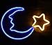 Neon Light Sign Blue Moon Star Neon Night Light for Kids' bedroom Wall Art LED Decorative Lights for Home USB Powered LED Crescent Moon Neon Christmas Birthday Gift(NEMBSWW)