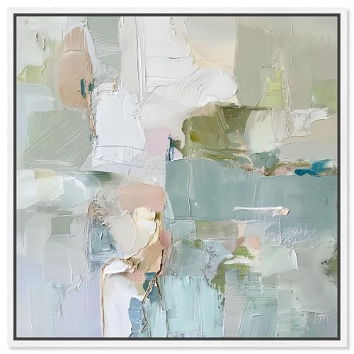 Art Remedy Jade Sweep I Canvas Minimal Abstracts, White Frame, 12" x 12"
