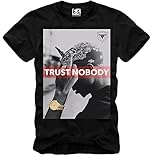 E1SYNDICATE MENS T-SHIRT 2PAC TRUST NO ONE TUPAC NOTORIOUS B.I.G LAST KINGS BLACK S/M/L/XL