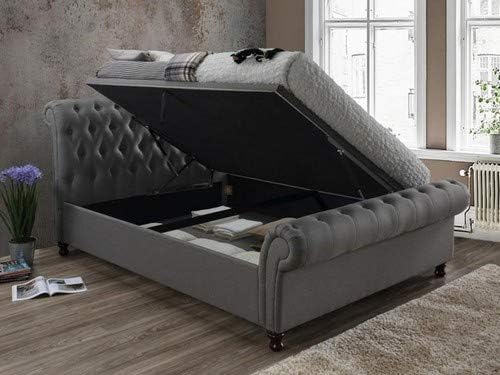 BirleaFurniture Castello Side Ottoman Bed, Fabric, Grey, Double