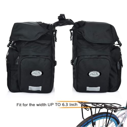 ZTZ 50L Waterproof Bicycle Panniers, Made of High Density 600D Polyester for One. The Bicycle Saddle Bag Comes with a Reflective Trim and a Cover (Black)