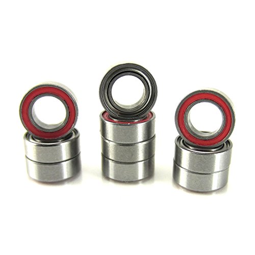 4x7x2.5mm Precision Ball Bearings ABEC 3 Hybrid Seals (10) MR74-RZ-RED