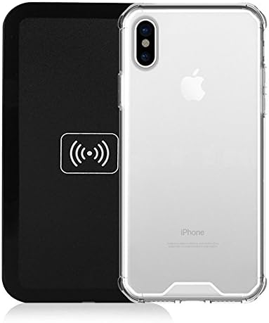 iPhone X Case, VeeDoo Ultra Clear Slim Rubber TPU Bumper (Clear) Frame Hybrid Drop Protective Cover [Ultra-thin Qi Wireless Charger Charging Pad for Qi-Enabled Devices]