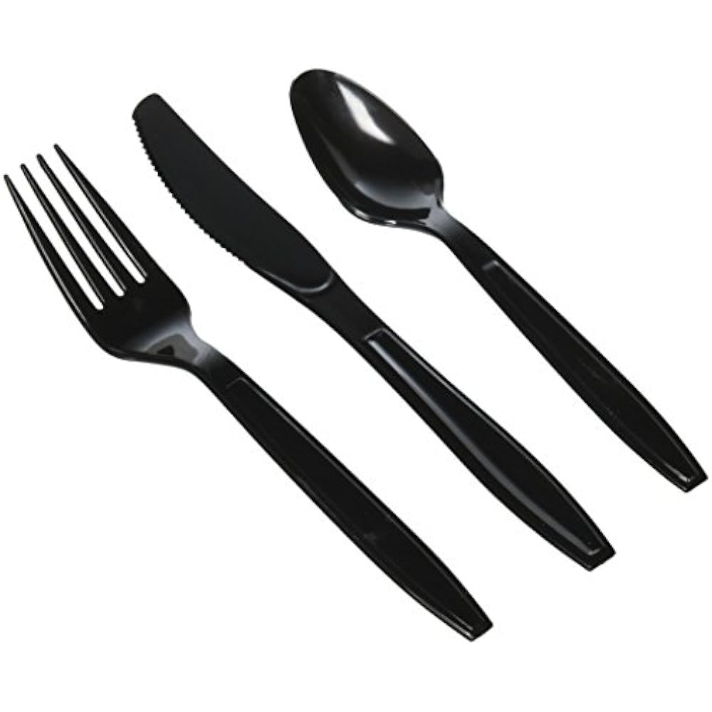 Party Packs Fineline Settings 96Piece Extra Heavy Cutlery Combo, Black Kitchen eBay