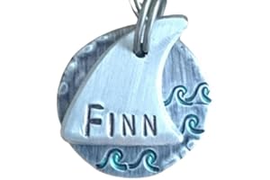 Shark Dog Tag, Pet ID Tag, Ocean Pet Tag, Dog Tag, Dog Tags for Dogs, Hand Stamped Tags, Pet Tag, Cat Tag (1.25")