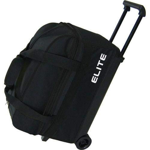 ELITE Black Basic Double Roller Bowling Bag_Holds 2 Bowling Balls and 1