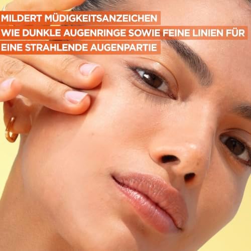 Vitamin C Anti-Müdigkeits Augencreme, Für eine strahlende und wache Augenpartie, Gegen Augenringe und Krähenfüße, Glow Booster Augenpflege, SkinActive, 1 x 15 ml