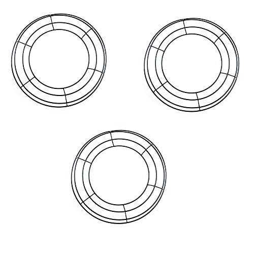 tatoko 3 Pack Round Shaped Wire Wreath Frame Black Flower Metal Wire Rings for Valentine's Day Holidays Wedding Floral Arrangements Garden Home Party Decorations 12 Inch