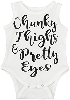 sunnymi Newborn Infant Baby Girl Boy Sleeveless Letter Romper Jumpsuit Outfits Clothes White