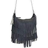 Faux Suede Large Bohemian Fringed Crossbody Purse