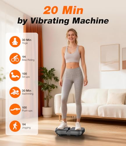 Mini Vibrating Platform with Heating, 6 Training Programs, Remote Control and LCD Screen, Lightweight and Portable Muscle Vibration Platform for Daily Exercise
