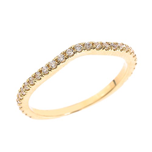 Solid 14k Yellow Gold Chevron Stackable Diamond Wedding Band (Size 6.25)