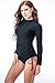 Micosuza Sun Protection Women's Basic Skins Long-Sleeve Rashguard Top, Black, L for Chest 38