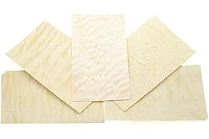 HUATOOL Quilted Maple veneer Guitar Head Veneer Shell Sheet Headplate Replacement guitar Accessories DIY Guitar making material (Quilted Maple 200mm*90 * 0.5mm 5PCS)