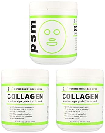 (Set of 3) psm COLLAGEN Premium Algae Peel Off Facial Mask Powder for Professional Skin Care 17.6 OZ (1.1LB / 500g)