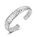 LEECCO Women 925 Sterling Silver Fashion Open C Shape Bracelets Cuff Bangle