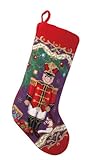 Toy Soldier & Rocking Horse Christmas Stocking, Wool Needlepoint, 11 Inch X 18 Inch