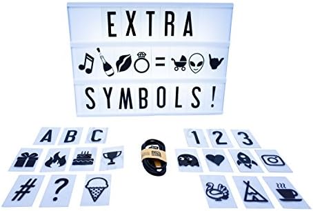 Cinema Lightbox - LED Cinematic Marquee Sign With Extra Changeable Letters, Symbols, Colors, and Numbers - USB or Battery Powered (Original Light Box with 100 Extra Symbols &amp; Letter Pack)