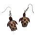 Zero Gravity Hawaii Silver Sea Turtle Plumeria Flower Dangling Koa Wood Hawaiian Earrings