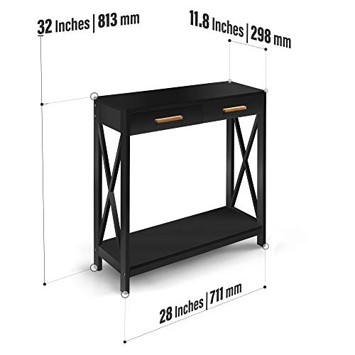 Prosumer's Choice Black Entryway Console, Narrow Sofa Table w/ Single Drawer Storage - Thumbnail 2