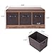 Iwell Storage Bench, Entryway Bench with Storage Drawer & Removable Padded Cushion, Storage Bench for Living Room, Mudroom, Rustic Brown