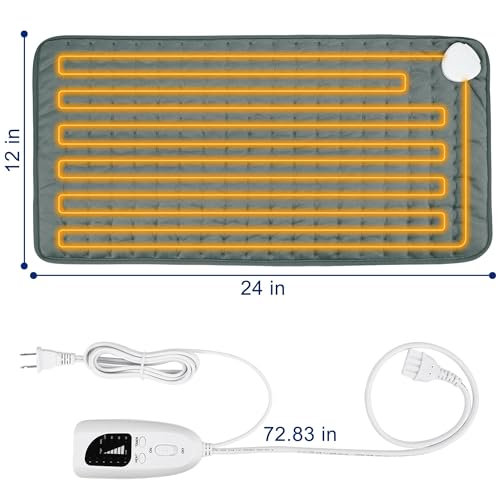 Electric Heating pad with 6 Heat Settings, Auto Shut Off, Dry Electric Heating for Back Neck Knee Arms Legs Shoulder Heat Pads for Christmas Birthday Father Mother's Day (24"X12", Gray Green)