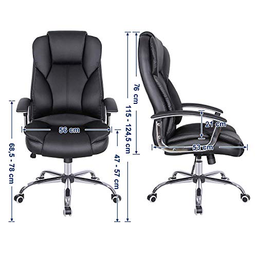 SONGMICS-Sedia-da-Ufficio-con-Sedile-Largo-Cuscino-Portatesta-e-Seduta-Spessa-Altezza-Regolabile-Design-Ergonomico-Nero-OBG57B