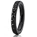 3MM Ladies Black Titanium Eternity Engagement Band, Wedding Ring with Black Pave Set Cubic Zirconia