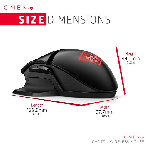 OMEN by HP Photon Wireless Gaming Mouse with Qi Wireless Charging, Programmable Buttons, Custom RGB, E-Sport DPI (6CL96AA)