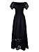 Anna-Kaci Peasant Maiden Boho Inspired Cap Sleeve Lace Trim Maxi Dress, Black, Large
