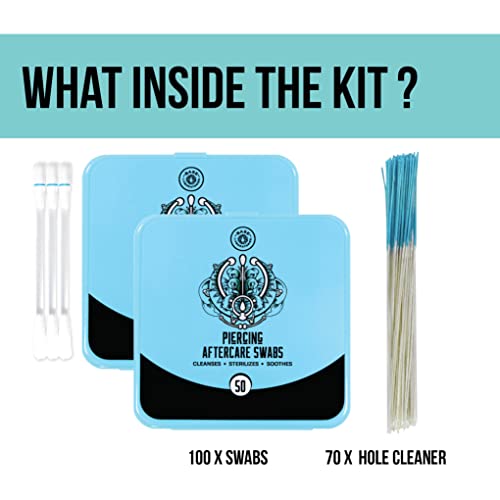 Base Labs Piercing Aftercare Cleaner Kit 100 Medicated Swabs + 70 Ear
